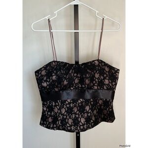 Wtoo Watters Vintage 90s Black Lace Corset Strapless Top Size 10